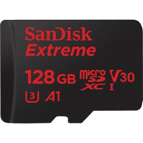 SANDISK - Extreme micro SDXC-Speicherkarte 128 GB I Multimedia-Dateispeicher I SD-Adapter inklusive Lesegeschwindigkeit 100 MB - s - Schwarz