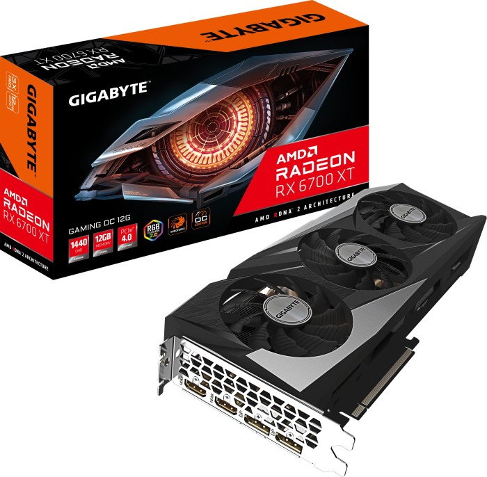 GIGABYTE Radeon RX 6700 XT Gaming OC 12G, 12GB GDDR6, 2x HDMI, 2x DP (GV-R67XTGAMING OC-12GD)