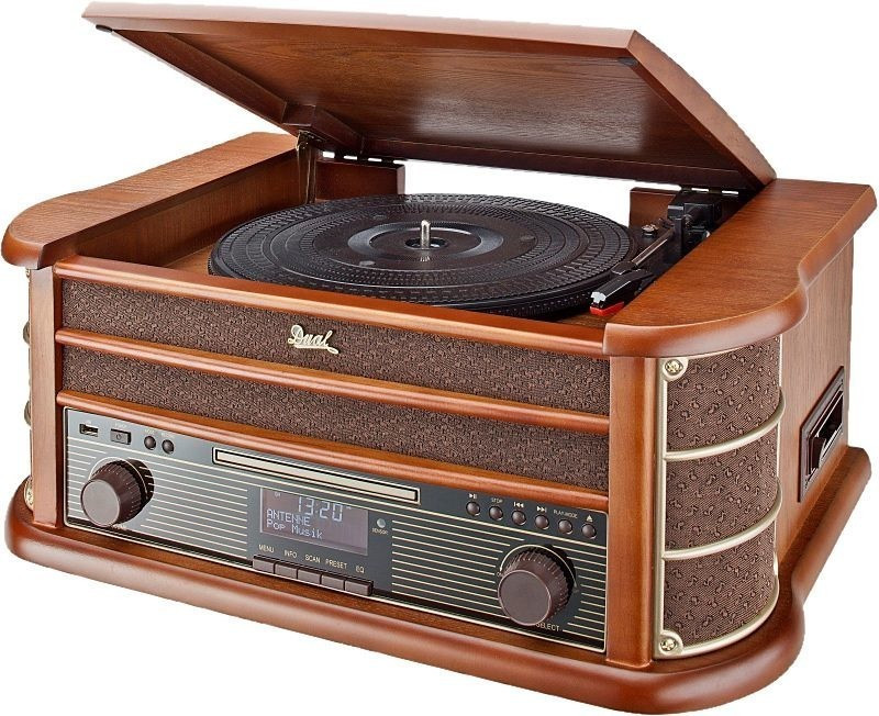Dual NR 50 DAB Stereo-Nostalgie-Komplettanlage mit Plattenspieler (UKW-DAB(+) Radio, CD (MP3), USB, Kassettenabspieler, AUX-In, Direct-Encoding-Funktion, Fernbedienung) Braun