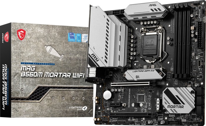 MSI MAG B560M MORTAR WIFI - micro ATX, Intel B560, LGA 1200 (Sockel H5), Dual-channel DDR4 (MAG B560M MORTAR WIFI)
