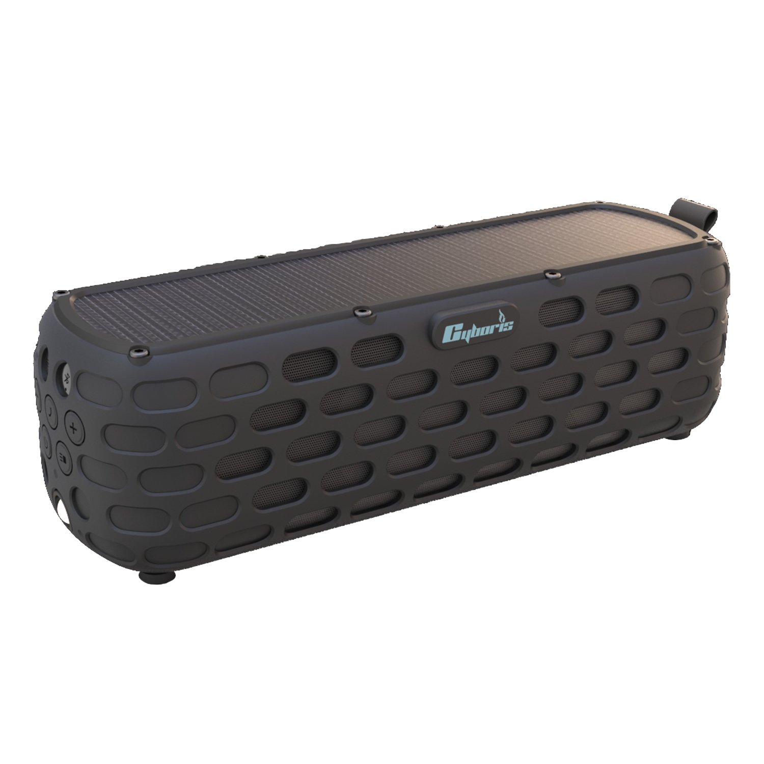 Solar-Bluetooth-Lautsprecher, CYBORIS 30 Stunden Spielzeit verbesserte 2. Generation Wireless-HiFi-Portable Bluetooth 4.0 Stereo-Lautsprecher Solar Powered Stoßfest und wasserdicht für Outdoor-Kletter (Schwarz)
