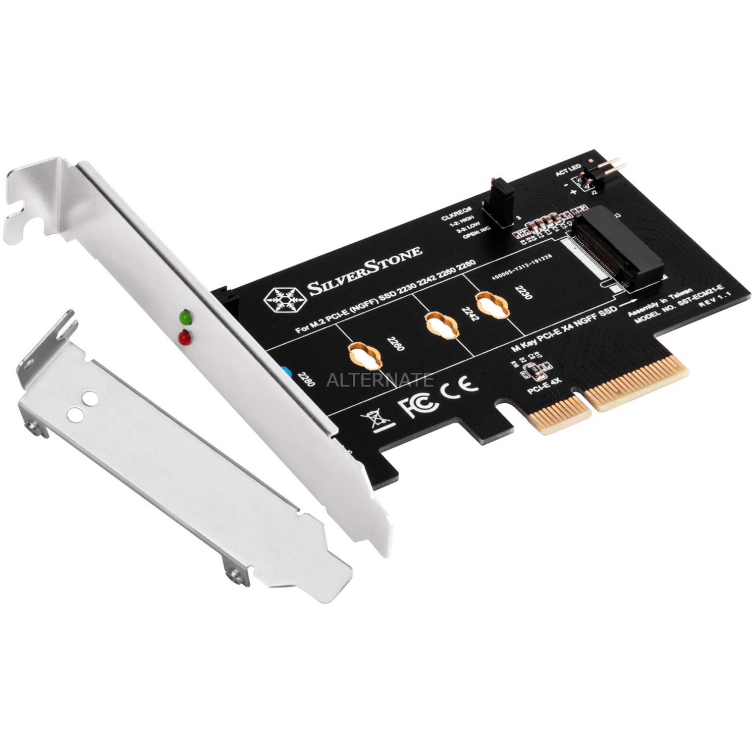 SilverStone Technology SST-ECM21-E - PCI-E Erweiterungskarte PCI-E x4 zu M.2 (NGFF), schraubenloses Design, unterstützt PCI-E Gen. 4 71151