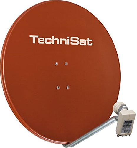 TechniSat SATMAN 850 PLUS - Satellitenschüssel mit LNB (85 cm Sat Anlage mit Masthalterung und 40mm Universal-Quattro-LNB, Multischalter wird benötigt) rot