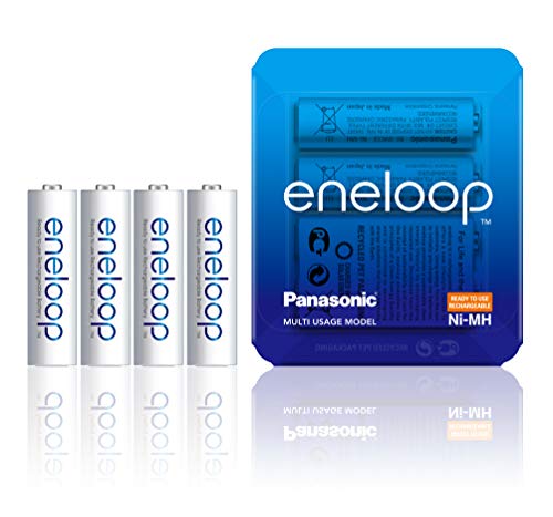 Panasonic eneloop, Ready-to-Use Ni-MH Akku, AA Mignon, 4er Pack, inkl. Storage Case, min. 1900 mAh, 2100 Ladezyklen, starke Leistung und geringe Selbstentladung, wiederaufladbare Akku Batterie