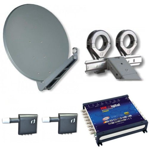 Gibertini SE 100 cm Alu Sat Antenne + Gibertini 2 fach Feedhalter + 2x Inverto MULTI-OPP Quattro LNB + MK Digital MS 9-16 Multischalter