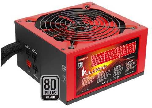 Mars Gaming MPVU750 - PC-Gaming-Netzteil (750W, 80 plus Silber, aktive PFC, semi-modulare Verkabelung, 10 Schutzsysteme, rote LED-Beleuchtung, 14cm Lüfter), rot