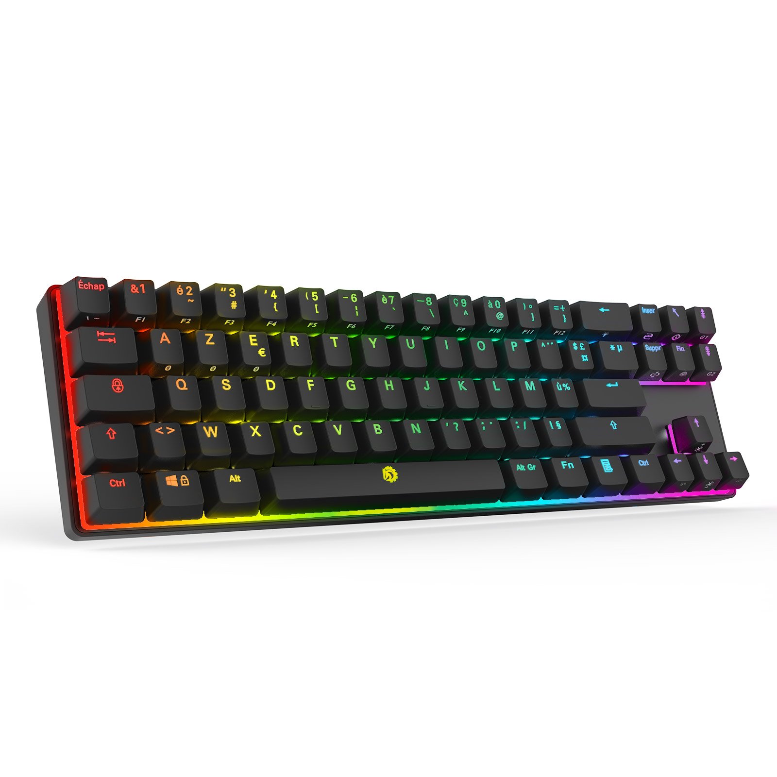 DREVO Calibur 72 Tasten Tenkeyless Mechanische Tastatur mit RGB Hintergrundbeleuchtung, mit kabellosem Bluetooth 4.0 angeschlossen, FR Layout AZERTY (Braun-Schalter, Schwarz)
