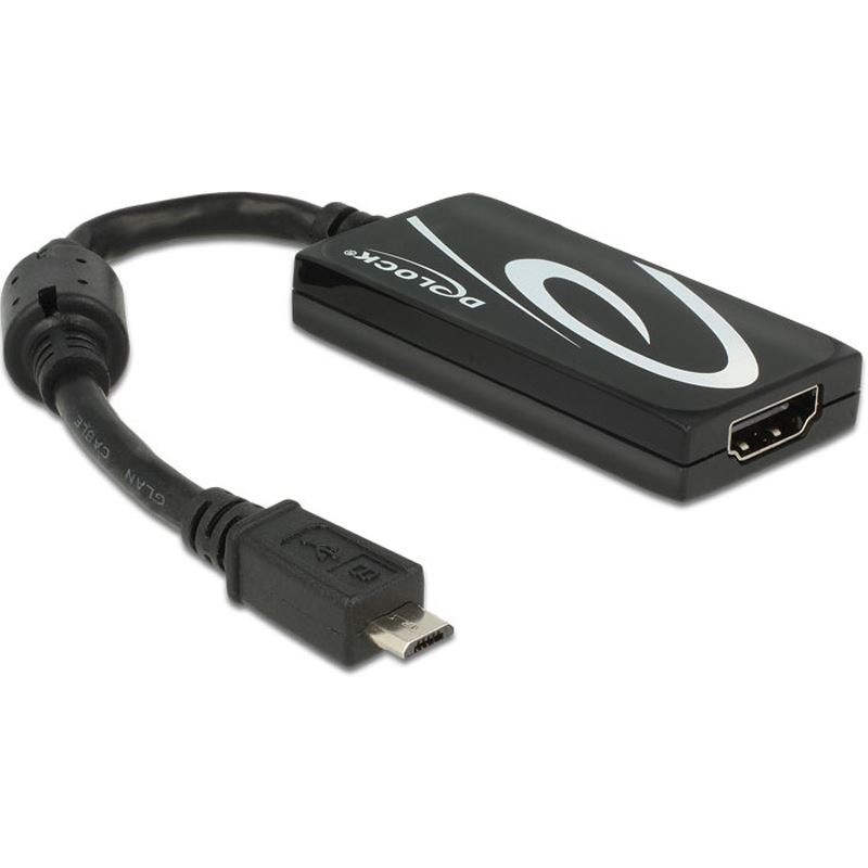 Delock 65643 MHL 3.0 Adapterkabel (HDMI Buchse mit 5 Pin, USB micro-B Buchse geeignet für Smartphone) schwarz