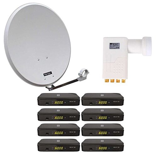 Opticum Digitale 8 HD AX 150 HDTV Receiver Teilnehmer Satelliten Komplettanlage (Octo-LNB, QA 60 cm Antenne, Alu) Lichtgrau
