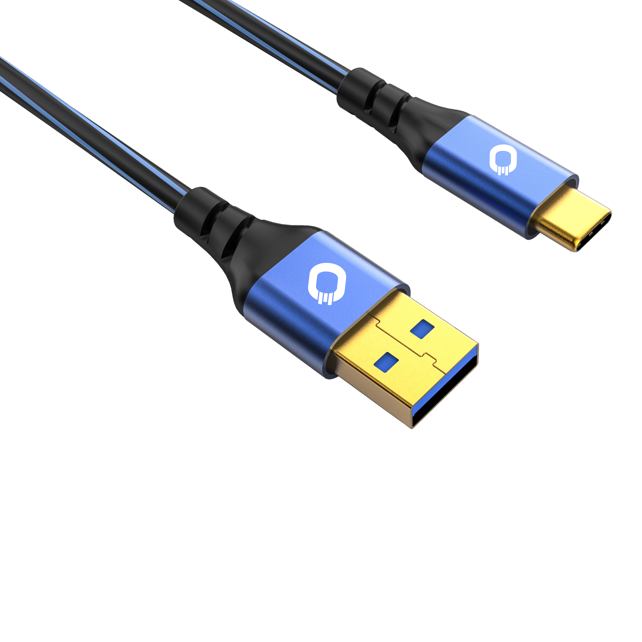Oehlbach USB Plus C3 - USB-Kabel für Smartphones Typ A 3.0 zu Typ C 3.1 - PVC-Mantel - OFC, blau-schwarz 3m