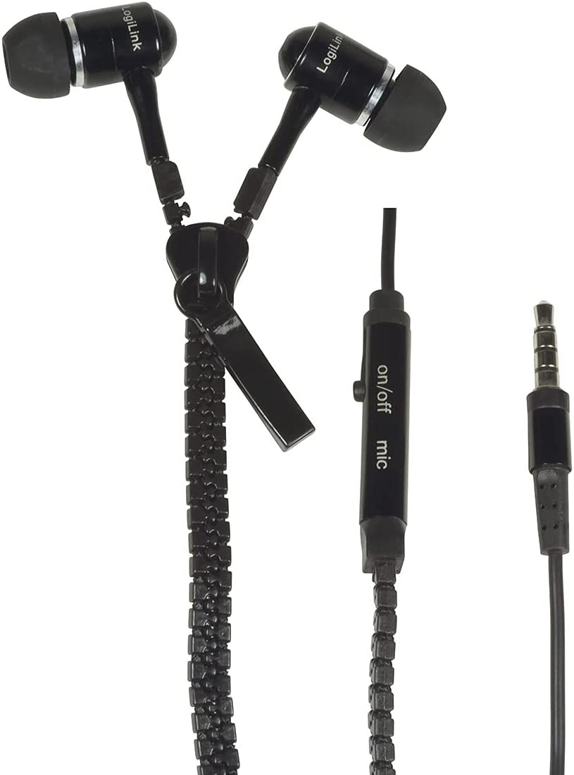LogiLink HS0021 Zipper In-Ear Kopfhörer, mit Mikrofon, schwarz