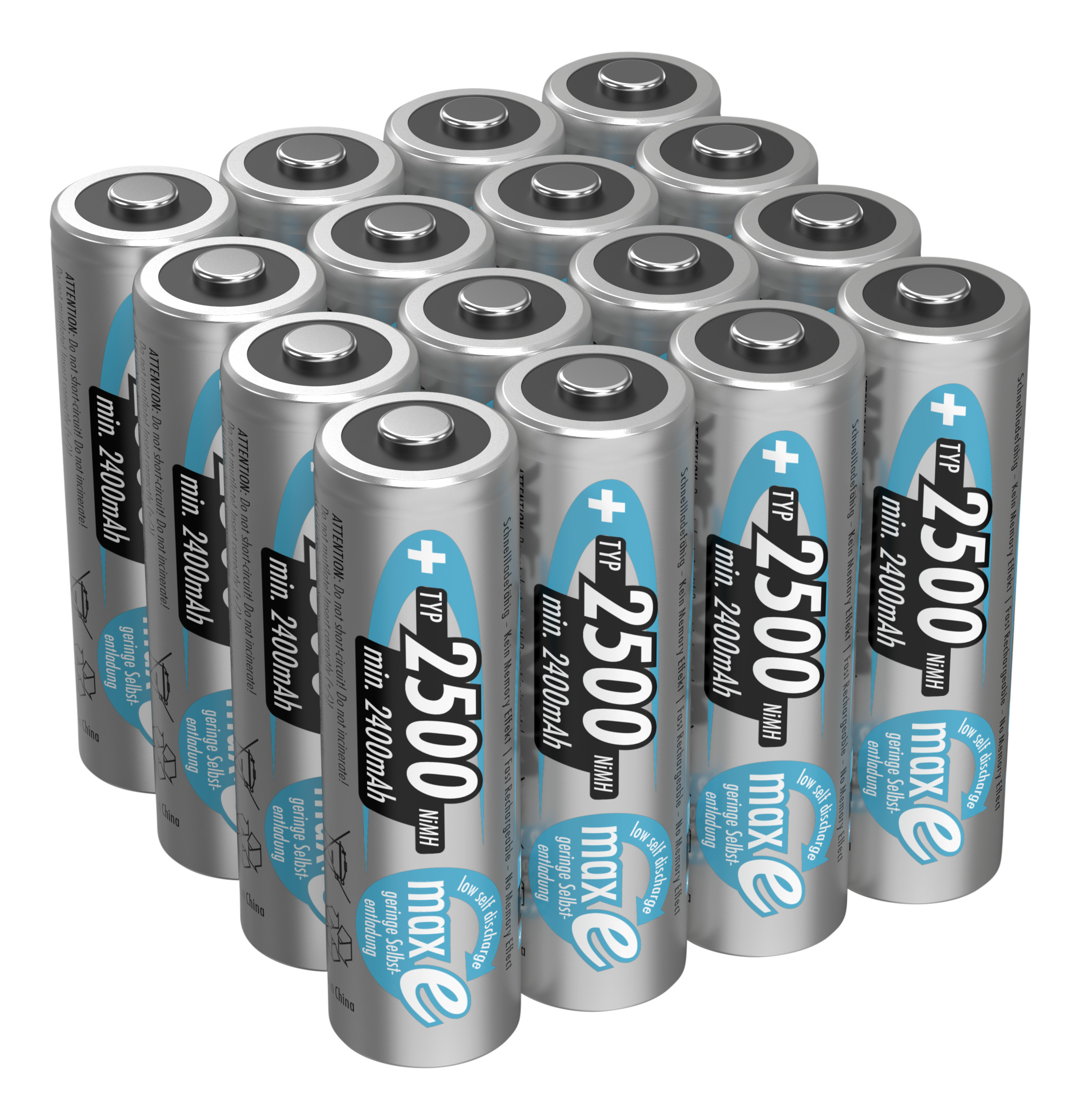 ANSMANN Akku AA maxE 2500mAh Mignon NiMH 1,2V - 1000x wiederaufladbar (16 Stk)