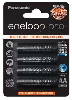 Panasonic eneloop pro, Ready-to-Use Ni-MH Akku, AA Mignon, 4er Pack, min. 2500 mAh, 500 Ladezyklen, mit extrastarker Leistung und geringer Selbstentladung, wiederaufladbare Akku Batterie