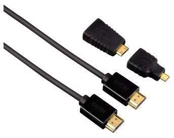 Hama High Speed HDMI-Kabel mit Ethernet (1,5m) inkl. 2X HDMI-Adapter schwarz