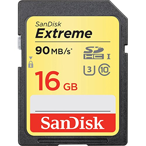 SanDisk Extreme 16GB SDHC UHS-I U3 memory card, up to 90MB-s read