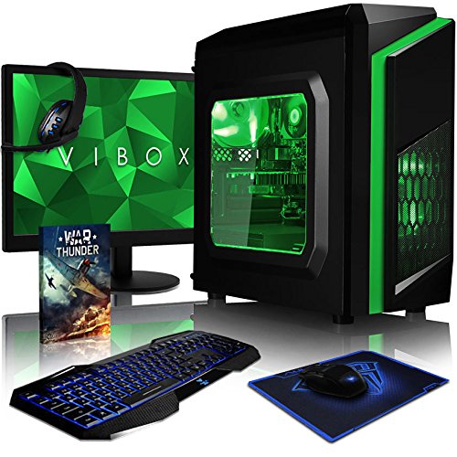 VIBOX Killstreak GL750-119 Gaming PC Computer mit Spiel Bundle, 22 Zoll HD Monitor (4,5GHz Intel i7 Quad-Core Prozessor, Nvidia GeForce GTX 1050 Grafikkarte, 8GB DDR4 RAM, 480GB SSD, 2TB HDD, Ohne OS)