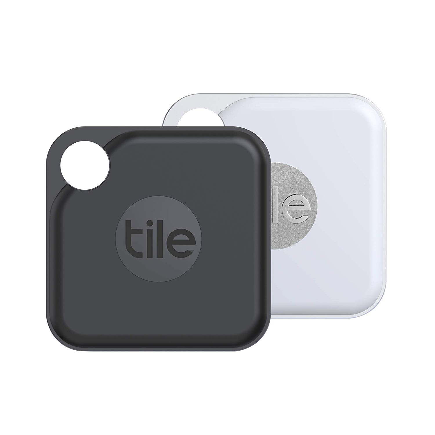 Tile Pro (2020) Bluetooth Schlüsselfinder, 2er Pack, 120 m Reichweite, 2 Jahre Batterielaufzeit, inkl. Community Suchfunktion, iOS und Android App, kompatibel mit Alexa und Google Home,1xschwarz,1xweiß