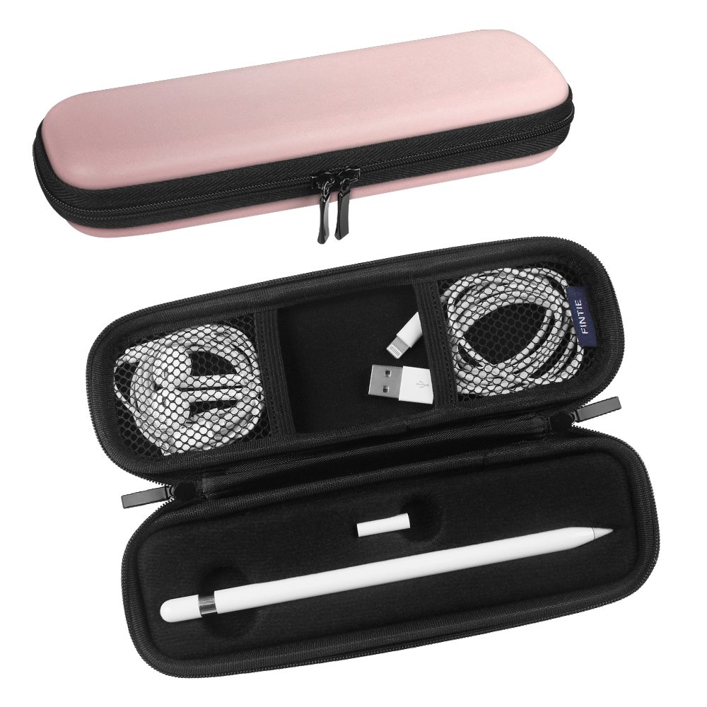 Fintie Apple Pencil Hülle - Premium Kunstleder Tasche Stiftschlaufe Stift Schleife Schutzhülle Etui Sleeve Cover Pouch mit integriertem Ablagefach und Halter für Apple iPad Pro Pencil, Roségold