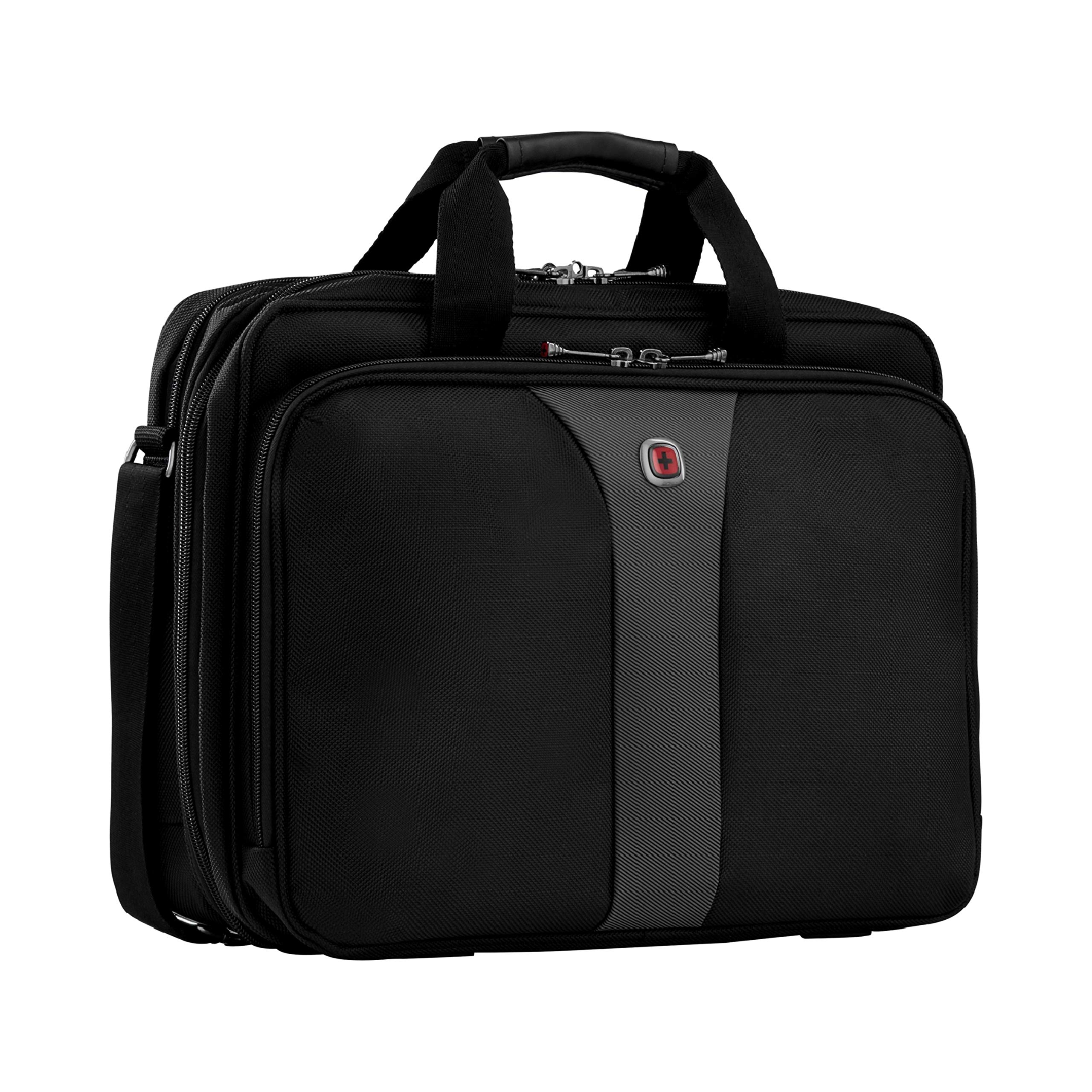 Wenger 600648 Legacy 16 ''Doppel-Zwickel-Laptop-Tasche, Flughafen freundlich mit gepolsterten Dreifach Schutz Fach in schwarz - grau {15 Liter}