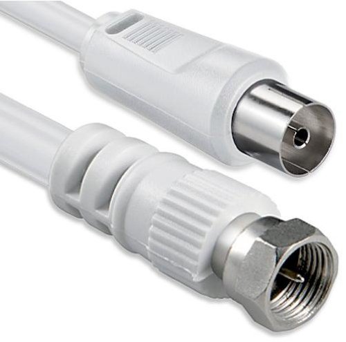 1aTTack Koaxial/SAT Anschluss-Kabel (F-Stecker auf Koaxialkupplung, 5m) weiß