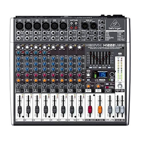 Behringer XENYX X1222USB 16-Kanal 2-2 Bus Mischpult mit XENYX Mic Preamps, 1-knob Kompressoren, 24-bit Multi-FX und USB Audio Interface