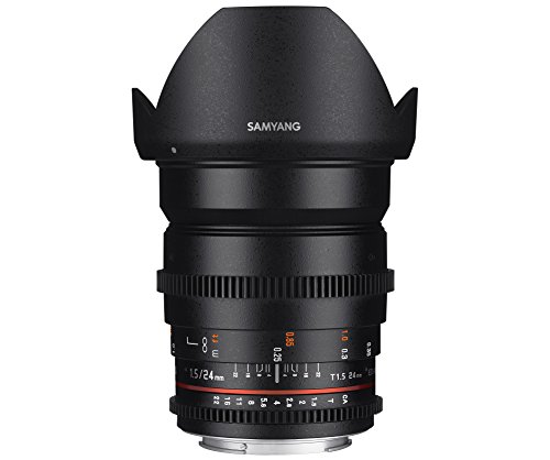 Samyang 24-1,5 Objektiv Video DSLR II MFT manueller Fokus Videoobjektiv 0,8 Zahnkranz Gear, Weitwinkelobjektiv schwarz