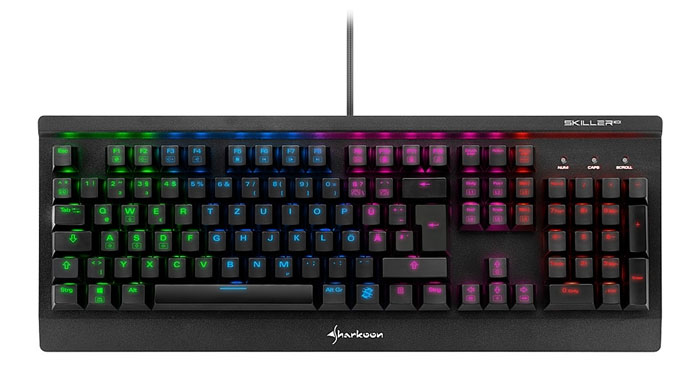 Sharkoon Skiller Mech SGK3 Mechanische Gaming Tastatur (mit RGB-Beleuchtung, blaue Schalter, N-Key-Rollover, 1000 Hz Polling Rate) US-Layout QWERTY