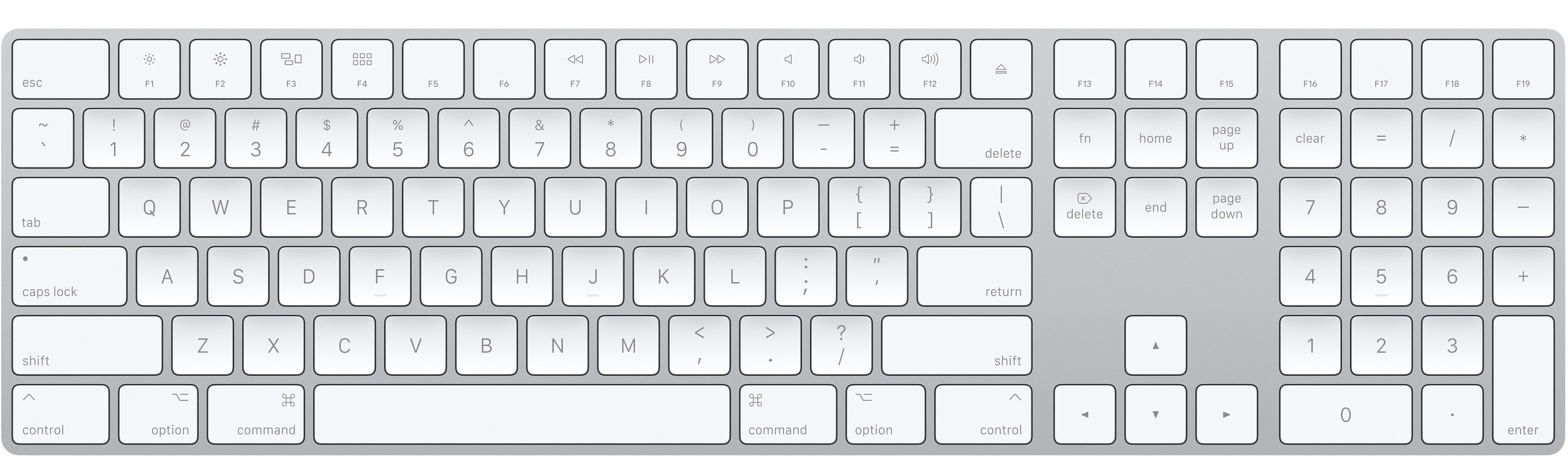 Apple Magic Keyboard with Numeric Keypad - Tastatur - Bluetooth - QWERTY - Niederländisch - Silber - für 10.2-inch iPad, 10.5-inch iPad Air, iPad mini 5, iPhone 11, XR, XS, XS Max (MQ052N/A)