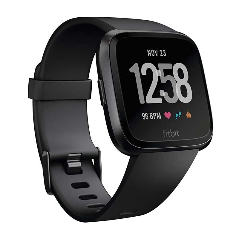 Fitbit Versa Smartwatch Unisex, S/L, Aluminiumgehäuse, Schwarz