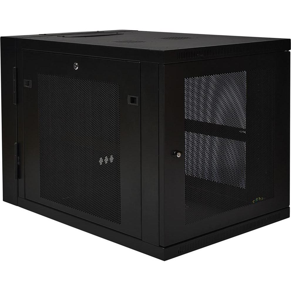 Eaton SRW12US33, 12U Wandmontage Rackgehäuse, 19 Zoll Serverschrank, Schwarz, tiefeverstellbar, belüftet, max. Tragfähigkeit 113,4 kg