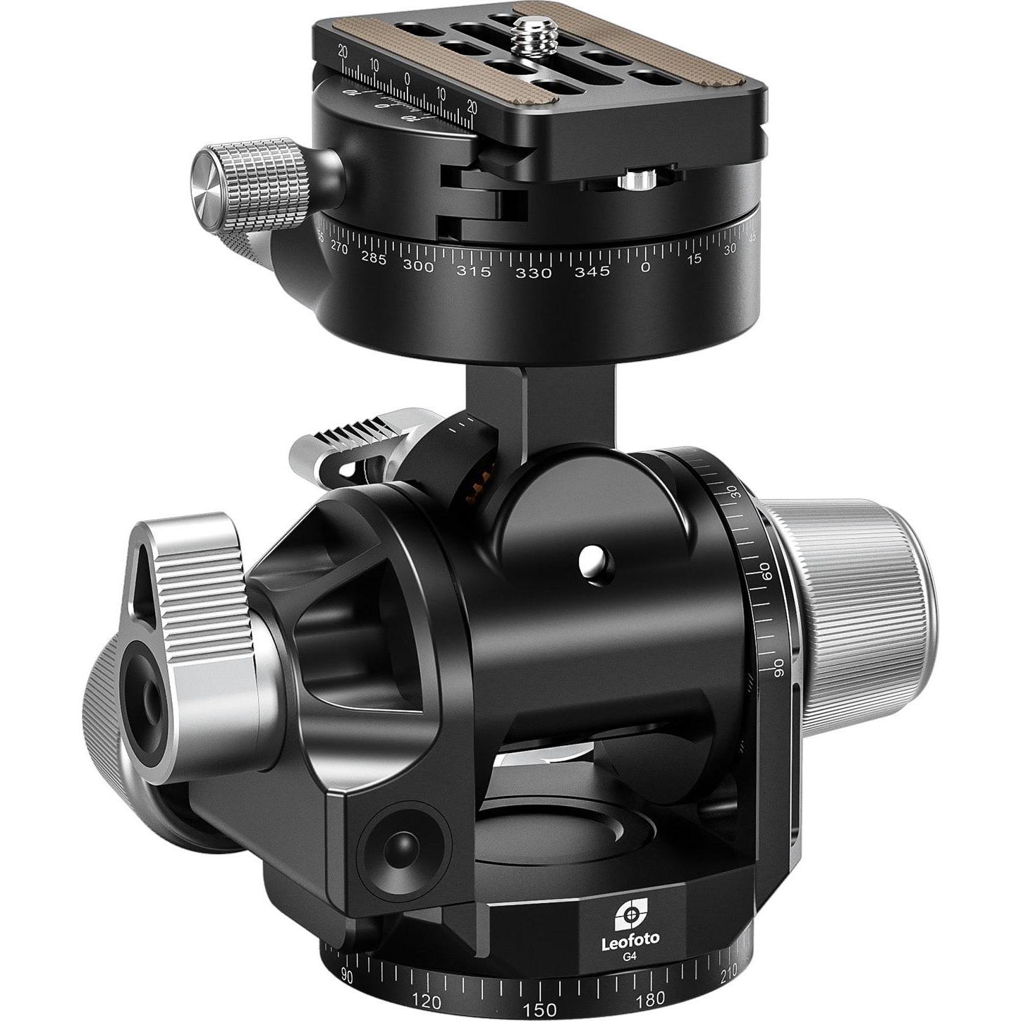 Leofoto G4 Pro Getriebeneiger, Stativkopf mit 3-Achsen Feineinstellung und Panorama-Funktion, inkl. Schnellwechselplatte NP-60 und Wasserwaage