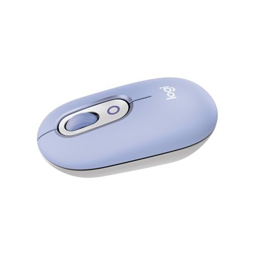 Logitech POP Mouse, kabellose Bluetooth-Maus mit programmierbaren Tasten und leisen Klicks, Easy-Switch für bis zu 3 Geräte - Lila