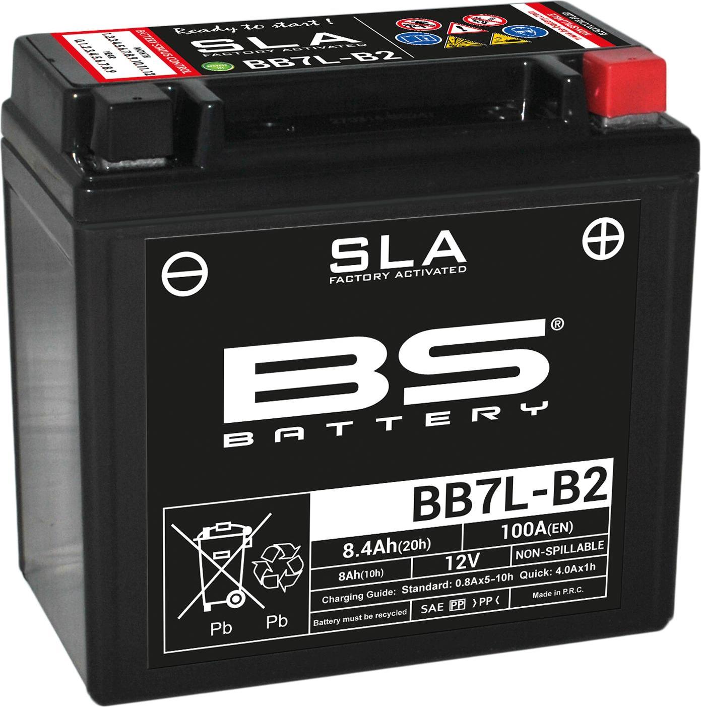 BS Battery SLA Wartungsfreie Batterie YB7L-B2, 12V, 8.4Ah, werkseitig aktiviert, vibrationsfest, wartungsfrei