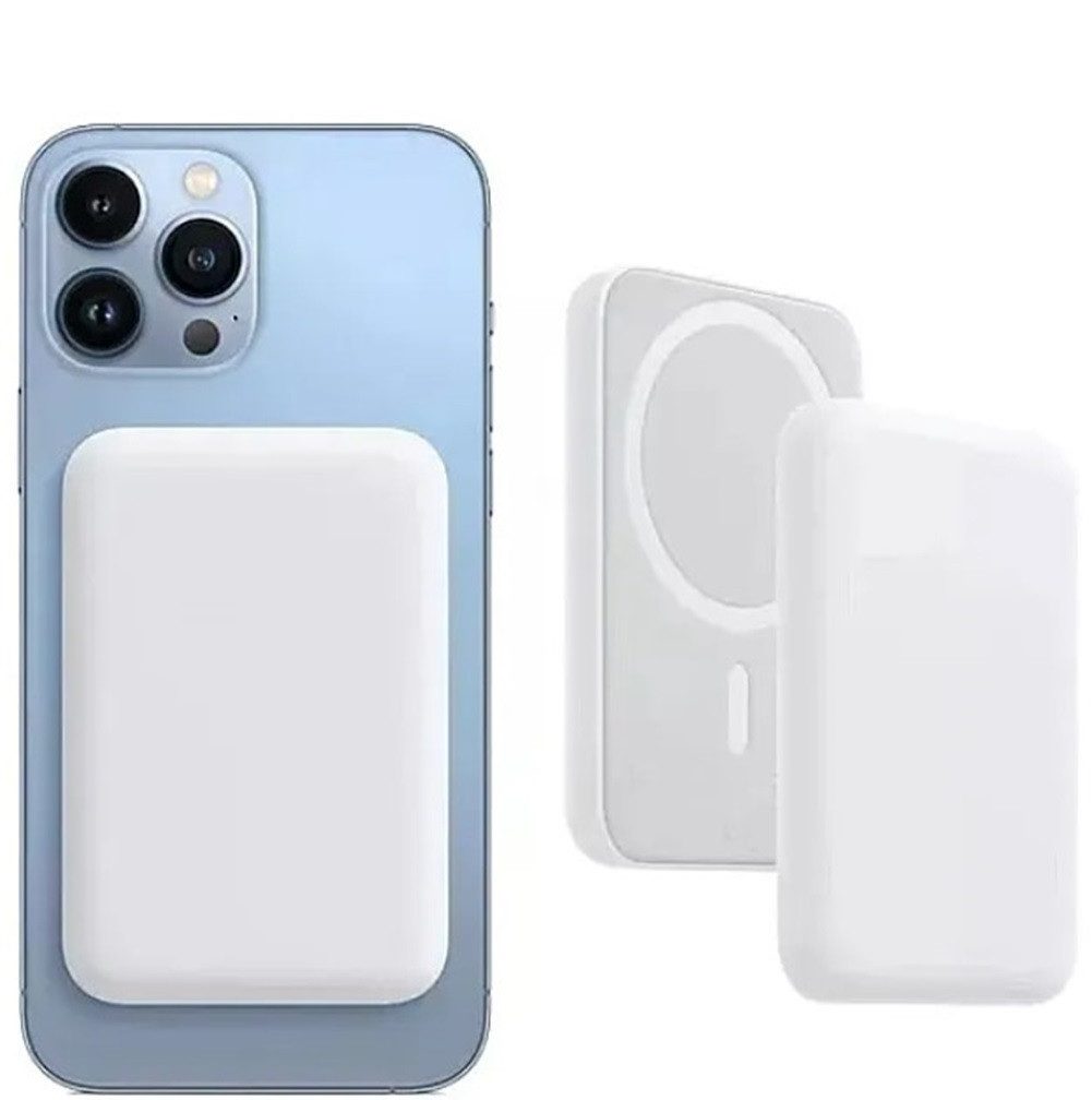 Kevin Frotscher (FroShop) MagSafe Akku Powerbank für Original Apple iPhone 12 13 14 15 Pro Plus Powerbank 5000 mAh - Kabellos Magnetisch Dünn Leicht Kapazität - Farbe Weiß