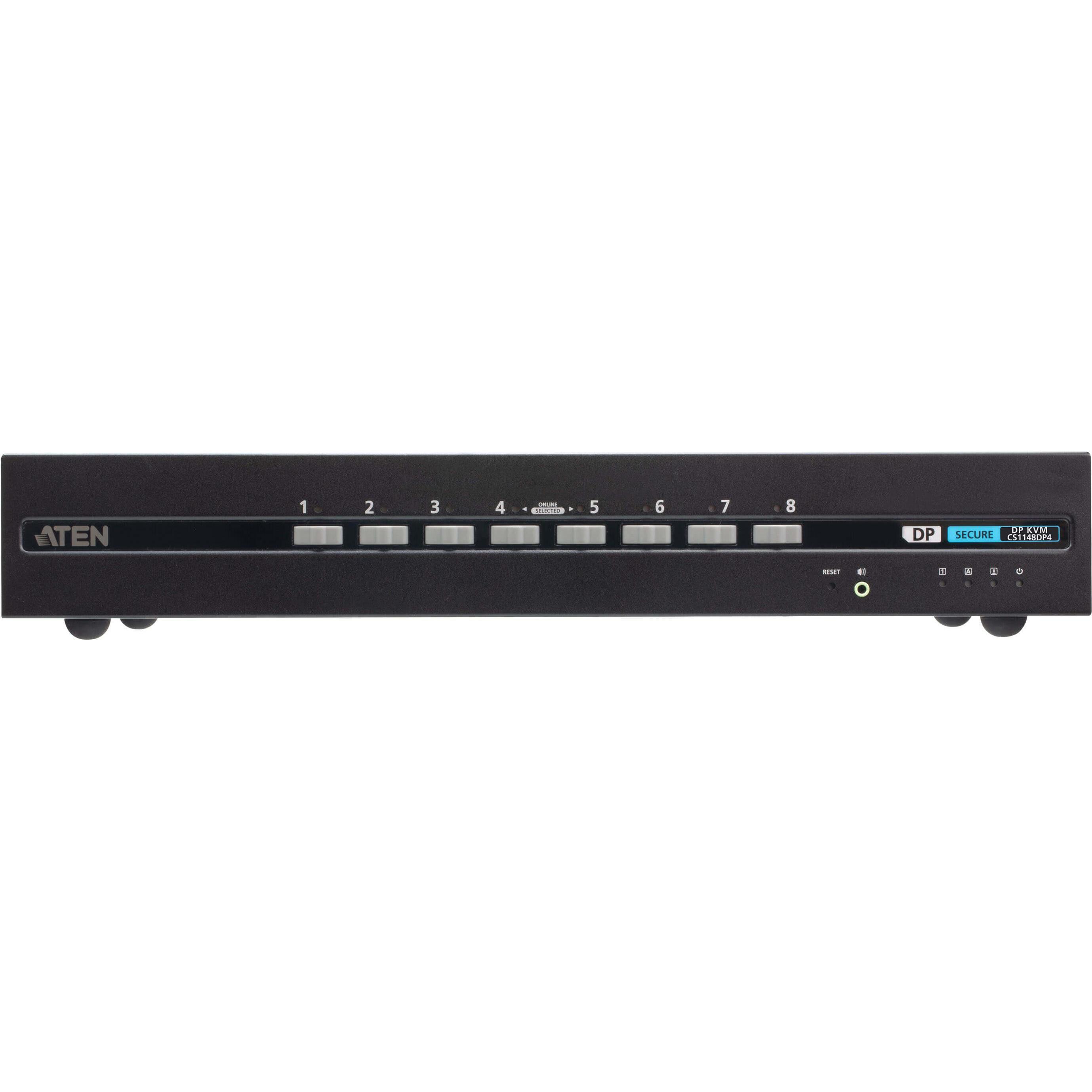 Aten CS1148DP4, 8-Port 4K USB DisplayPort Dual Display Secure KVM Switch mit PSD PP v4.0 Zertifizierung, Schwarz