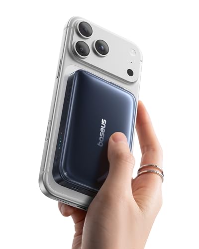 Baseus PicoGo AM61, Qi2.2 zertifizierte Magsafe Powerbank, 10000mAh, 25W kabelloses & 45W USB-C Laden, kompatibel mit iPhone 17/16/15/14/13/12 Pro Series, tragbar mit Kabel