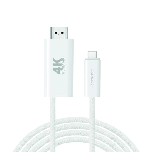 4smarts USB-C auf HDMI Kabel PD 540957, 2m, weiß, schutzhüllenfreundlicher Stecker für Spiele und Filme