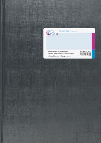 König & Ebhardt Notizbuch Spaltenbuch A4, 1 Spalte, 96 Blatt, Fadenheftung, hellblau