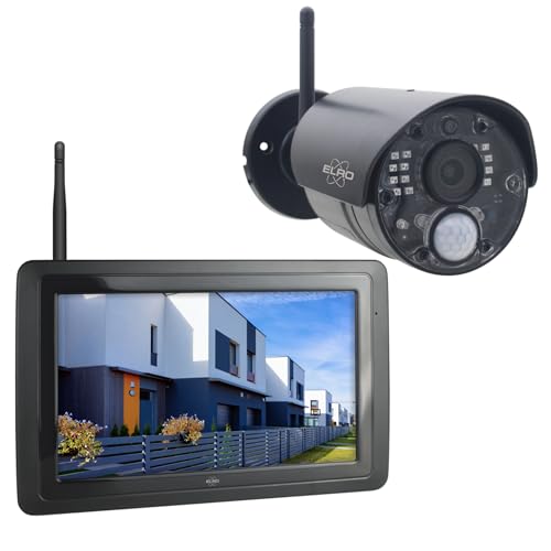 ELRO CZ40RIPS Kabelloses Überwachungssystem, Full-HD 1080p Kamera mit Nachtsicht, 7'' Monitor & App, IP65 - Sicherheitssystem in Full-HD Qualität