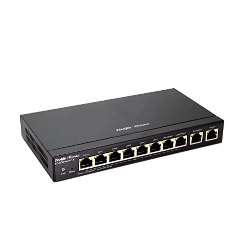 RUIJIE Reyee 10-Port High Performance Cloud Managed PoE Router mit verbesserter Abdeckung und erweiterter Sicherheit, schwarz