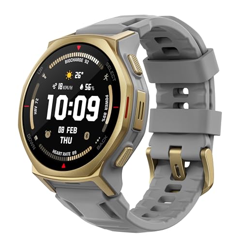 Amazfit T-Rex 3 Pro Outdoor Smartwatch 44 mm mit Saphir-AMOLED, Taschenlampe, Titanlünette, Dual-Band GPS, Offline-Karten, bis zu 17 Tage Akku, 10 ATM, 180+ Sportmodi, Android & iPhone, Arktisches Gold