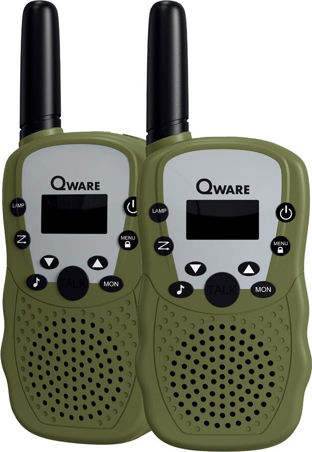 Qware Walkie-Talkie Set, 3 km Reichweite, 10 Kanäle, integrierte Taschenlampe, grün