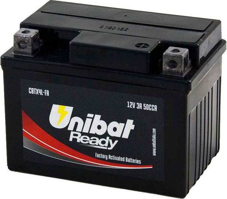 Unibat Cbtx4l-fa AGM-Batterie, 50A, 12V, Blei-Kalzium, Silber, wartungsfrei, dimensions-114x71x86 mm