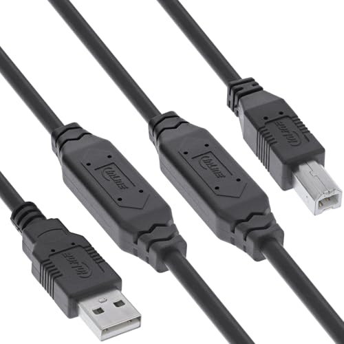 InLine USB 2.0 Aktiv-Kabel mit Signalverstärkung, USB-A zu USB-B, Druckerkabel Verlängerung, 25m, 34514A - Stabile Verbindung für USB-Geräte über 25m Entfernung