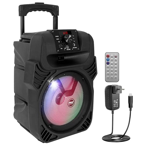 Pyle PPHP844B, Bluetooth PA Lautsprecher mit 400W, 8" Subwoofer, LED Party Lichter, Akku, USB/MP3 und Mikrofoneingängen
