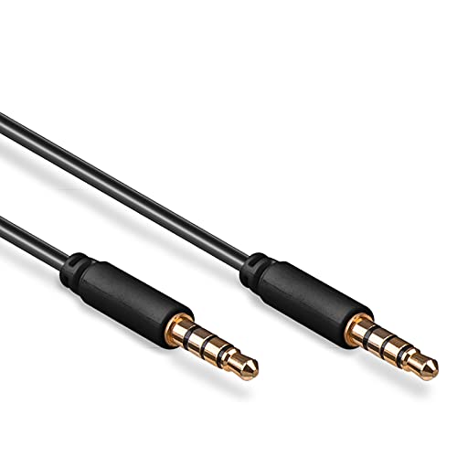 Goobay 63826 AUX-Kabel, Audiokabel, Verbinduskabel, Klinkenkabel, Klinke 3,5mm Stecker (4-Pin, Stereo) > Klinke 3, 5 mm Stecker (4-Pin, Stereo), 4-polig, 1 Meter, schwarz