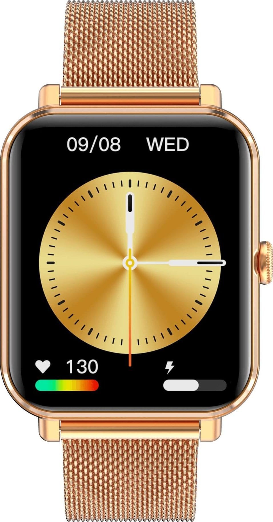 Garett GRC Classic Stahlgold Smartwatch mit IP68, Herzfrequenz-Messgerät, Pulsoximeter, 100 Sportmodi