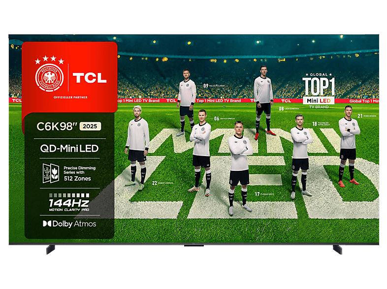 TCL 98C6K QD-Mini LED TV (Flat, 98 Zoll / 249 cm, HDR 4K, SMART TV)