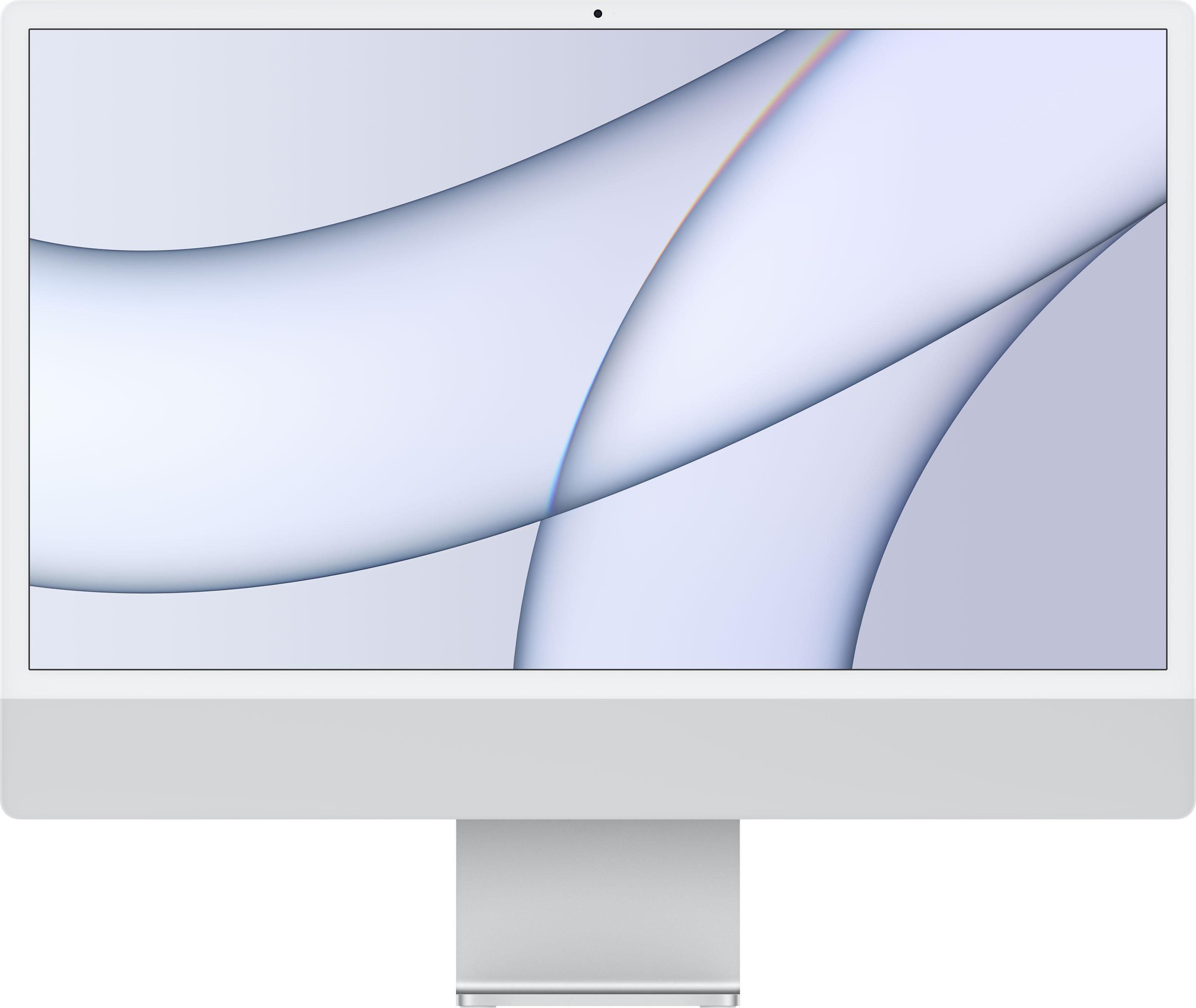 Apple iMac 24 Zoll, All-in-One-PC in Silber, 2021, M1 8-Core, 8GB RAM, 256GB SSD, 4.5K Retina Display