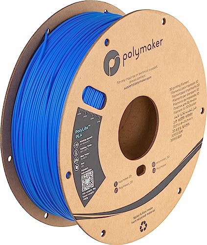 Polymaker PolyLite PLA, 1.75mm 3D-Druckfilament, 1kg, Azure Blue, hohe Temperaturbeständigkeit und Jam-Free Technologie
